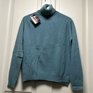 MUNROSPUN 💯% Lambswool Turtleneck Sweater Soft Teal Sz Small